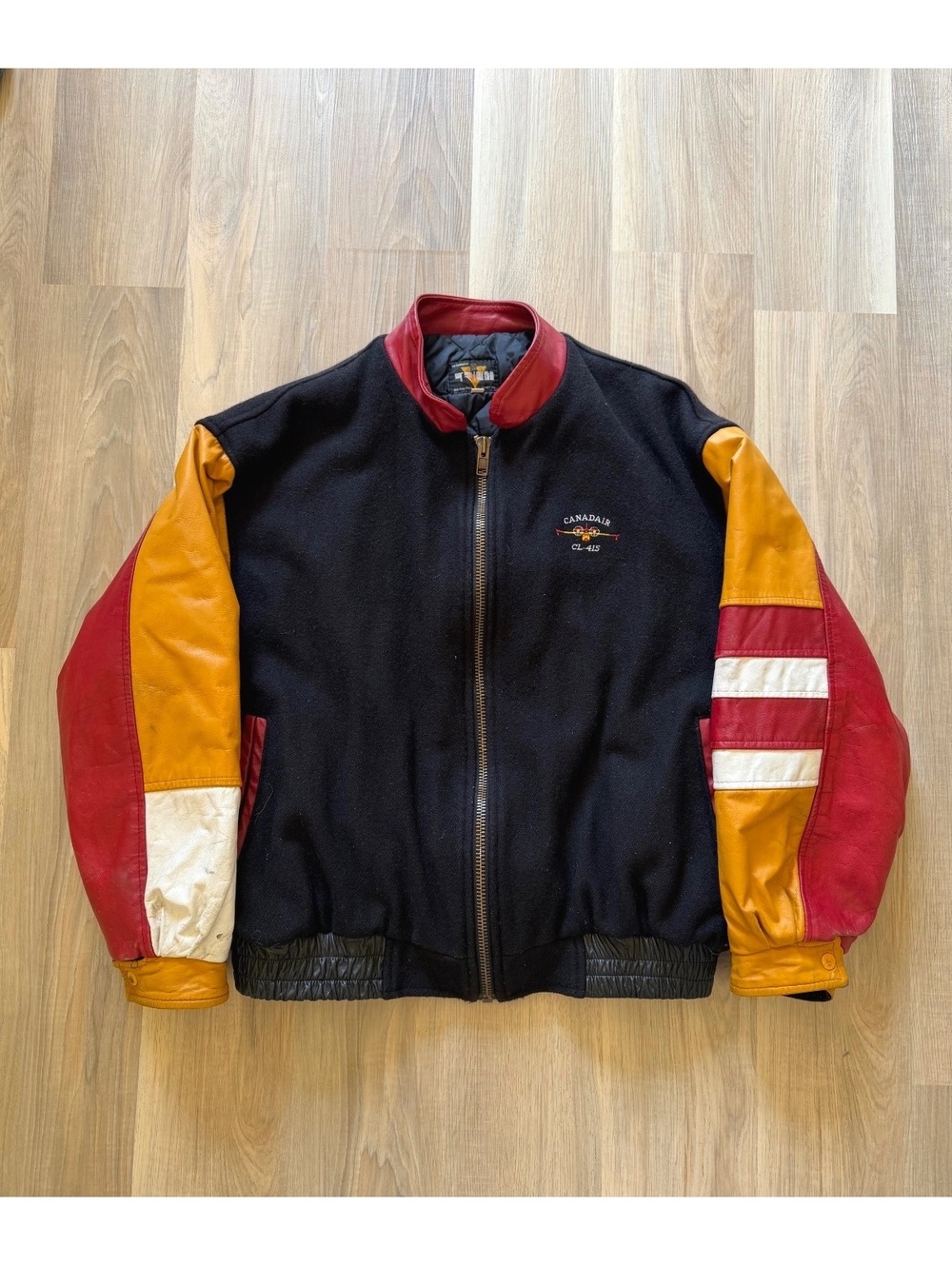 Vintage 90's Canadair Aviation Leather & Wool Bomber Jacket